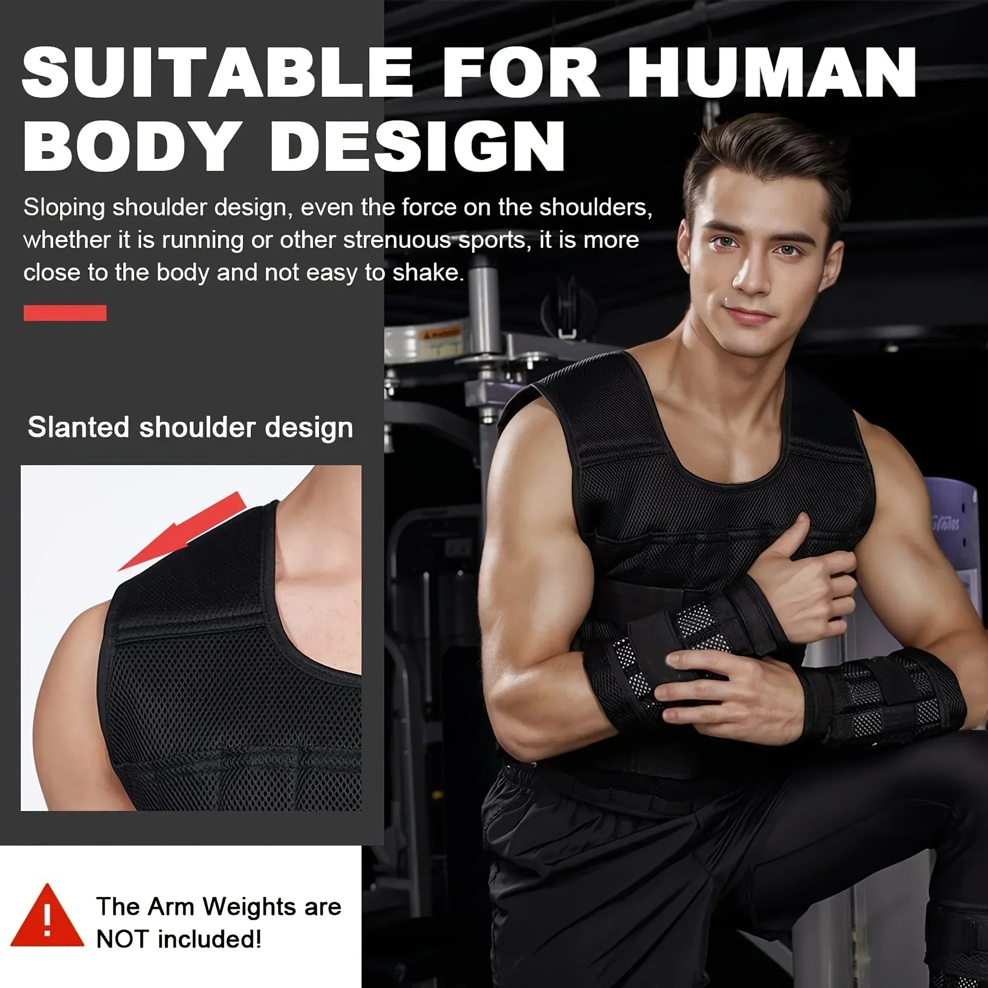 Showlu adjustable weight vest and ankle weights for strength training, featuring padded straps and secure fastenings.