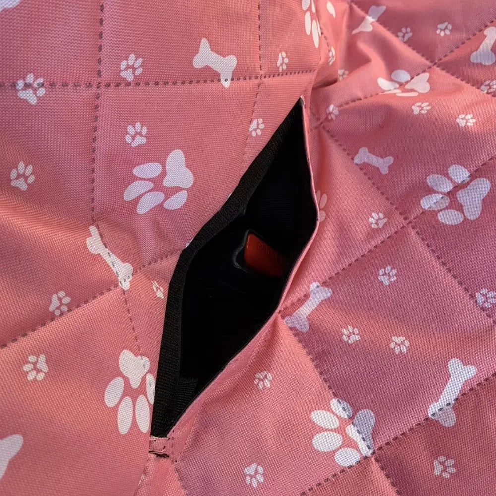 Waterproof Showlu Universal Pet Dog Cargo Cover on car back seat, protects with durable fabric and easy installation.