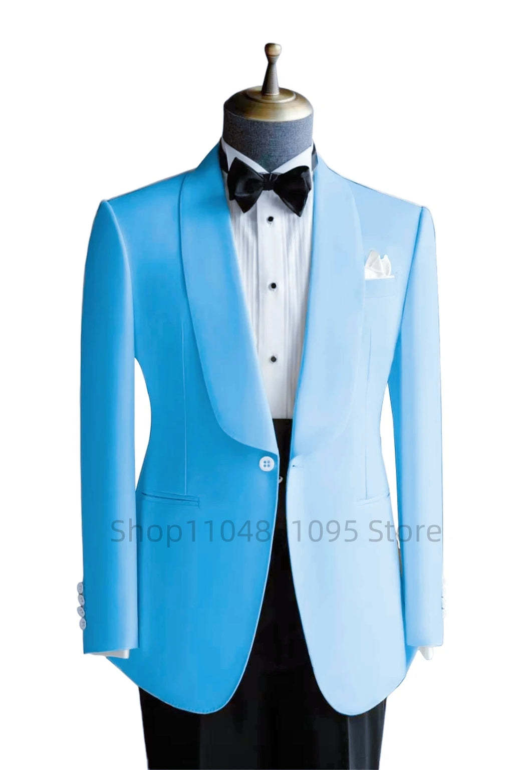 Showlu men's slim fit wool blend suit blazer with shawl lapel, ideal for weddings and formal occasions.