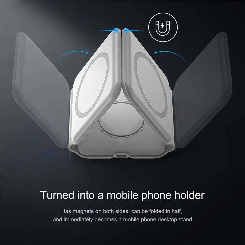 Showlu Smart General 3-in-1 wireless charging station with a sleek design for charging smartphones, smartwatches, and earbuds.