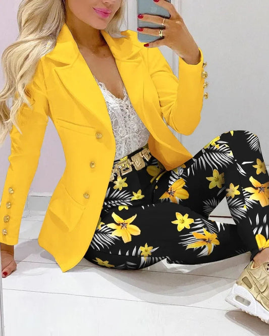 2025 Women's 2pcs Tracksuits Solid Long Sleeve Blazer Pants Suit Sets Office Lady Tracksuit Two Piece Set Fitness Outfits Woman SHOWLU FASHION STORE