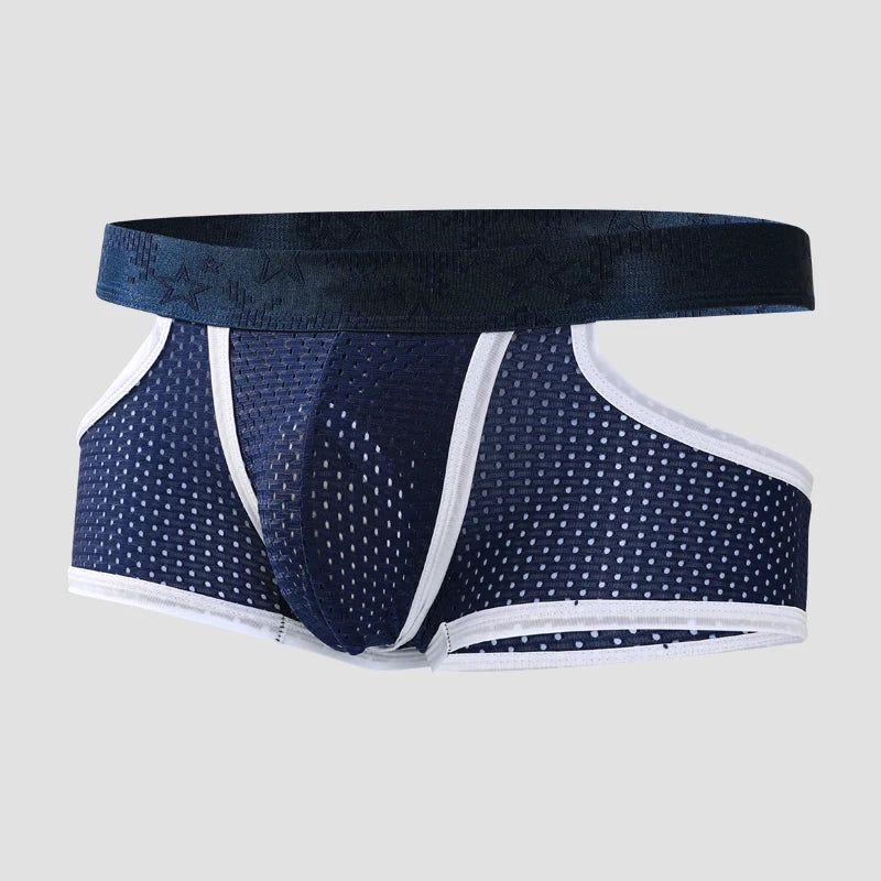 Men's Showlu Ice Silk Boxer Shorts with breathable mesh fabric, designed for comfort and sports wear.