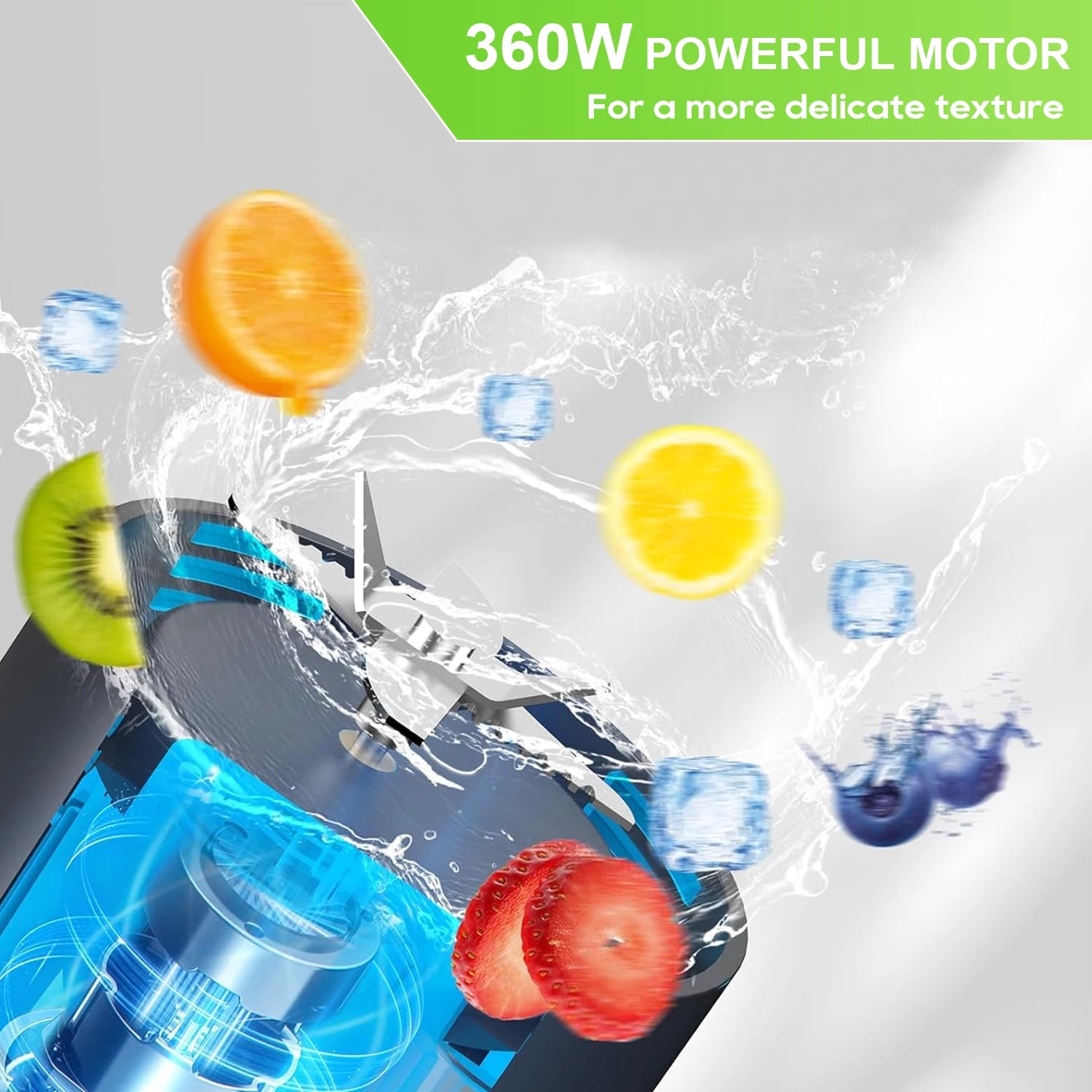 Showlu Smart General portable electric juicer blender with 700ml capacity and 360W motor, shown with blending container and control buttons.
