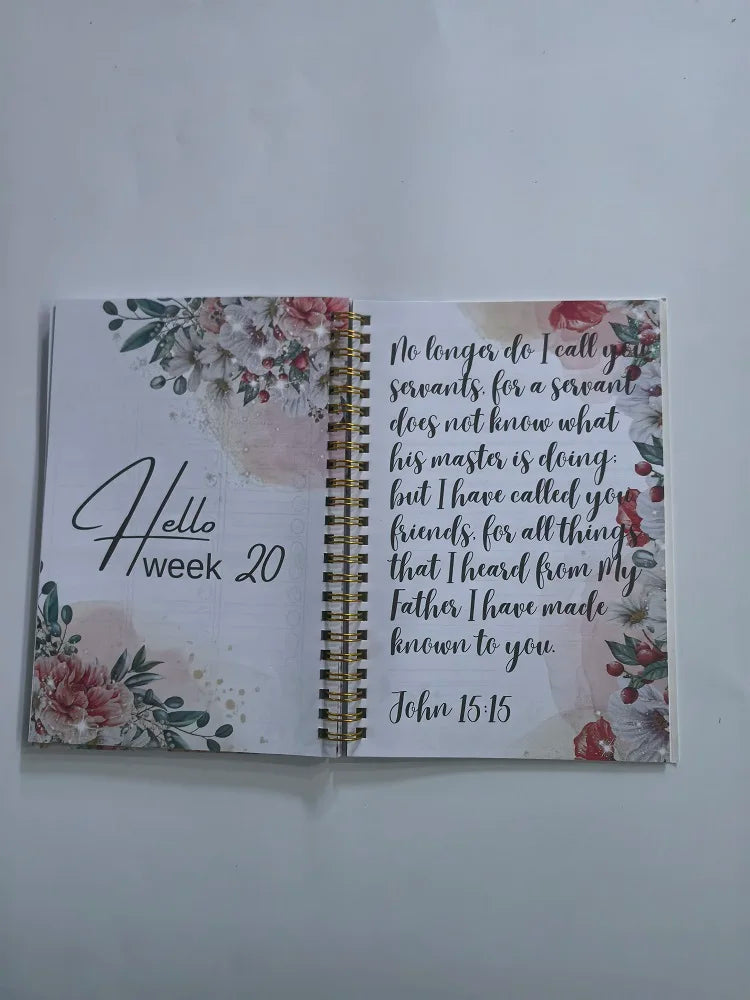 Showlu 24-week scripture devotional prayer journal and Bible notebook with inspiring pages for reflection and spiritual growth.