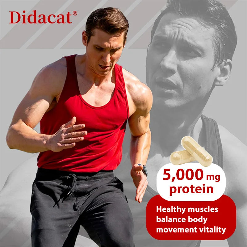 Showlu Fashion Store whey protein capsules with 5000mg protein, gluten-free, non-GMO, supporting muscle recovery and health.
