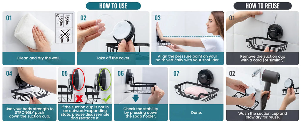 Wall mounted soap holder with drain from Showlu Smart General, featuring a sleek design and built-in drainage for bathroom use.