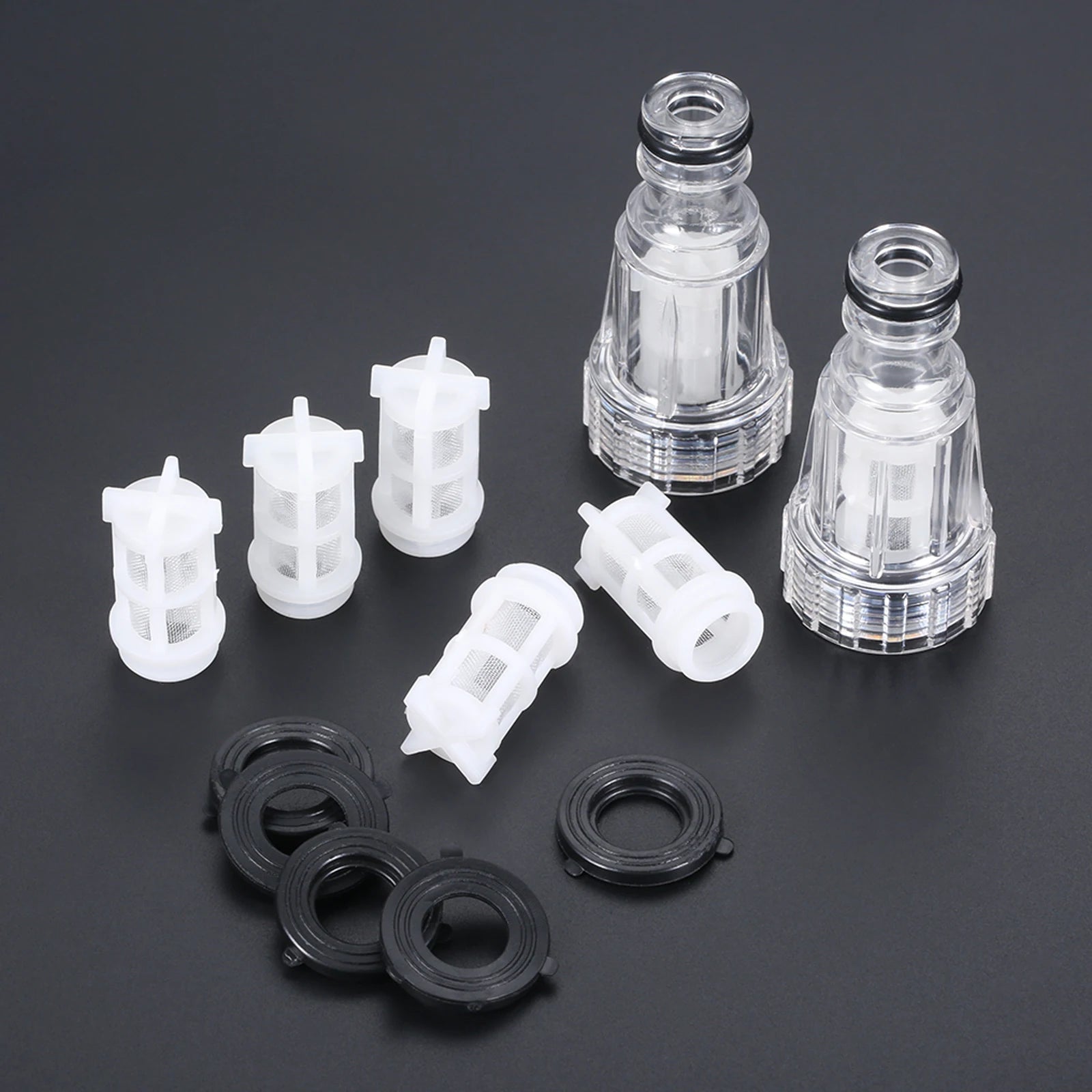 High-pressure water filter fitting for Karcher K2-K7 series pressure washers, compatible with car washing and cleaning tasks