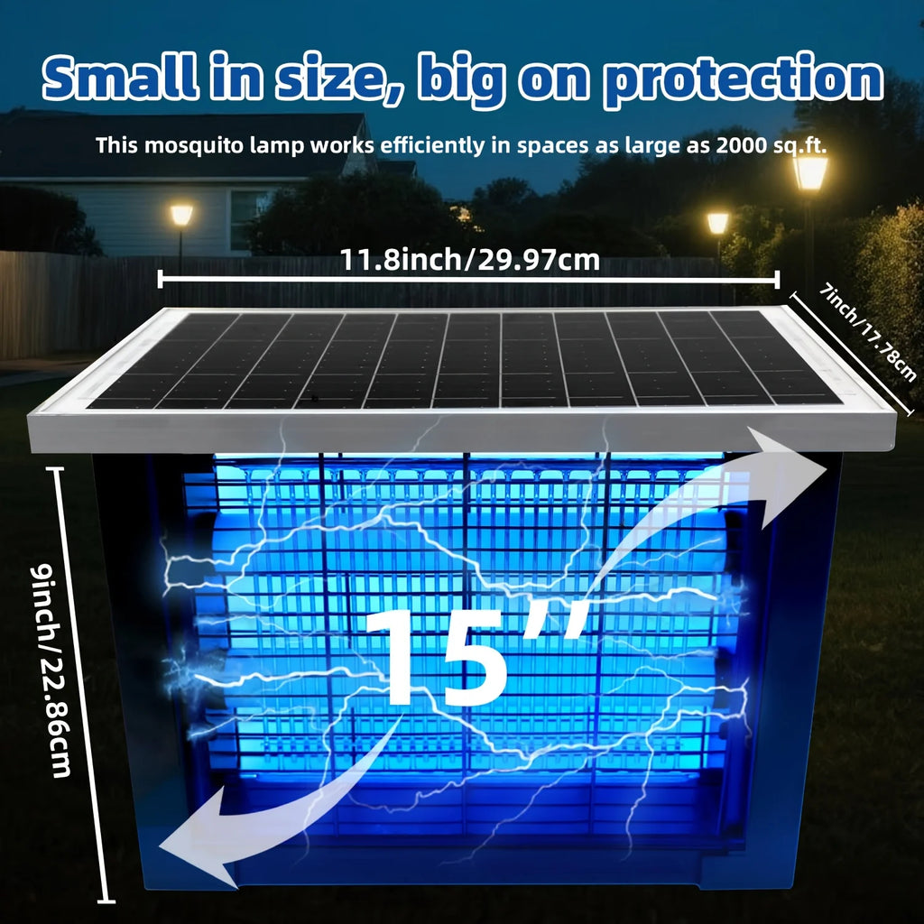 Showlu Smart General outdoor solar bug zapper with rechargeable battery, high-powered mosquito killer for 2000 sq.ft. yard.