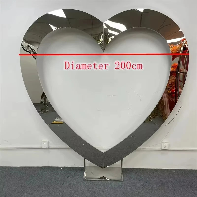 1PC Gold/Silver Heart Shaped Stainless Steel Arch Wedding Prop for Party Stage Background Screen Welcome Area Decoration