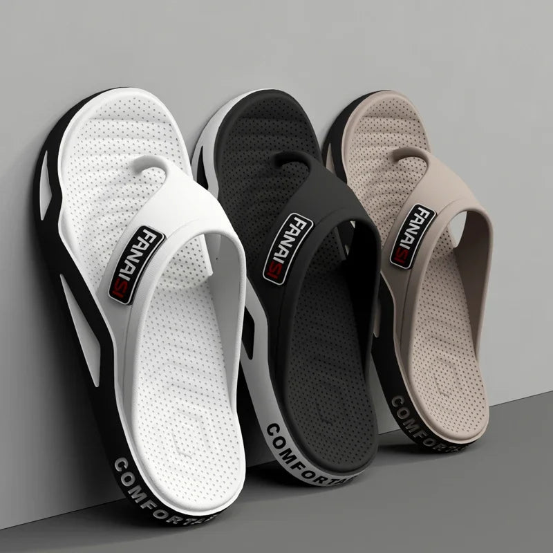 Men's casual summer flip-flops from Showlu Fashion Store, featuring sporty beach sandal design and comfortable outdoor footwear.