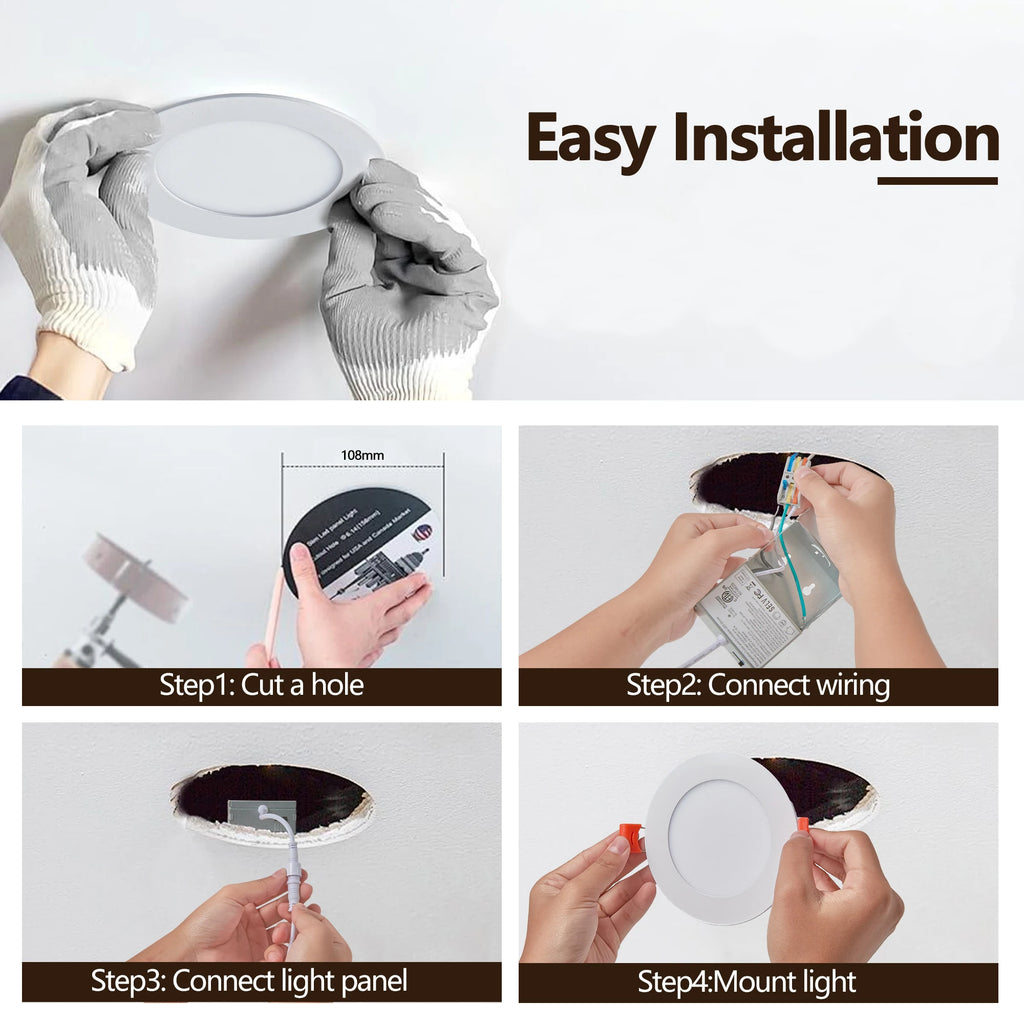12-pack Showlu Fashion Store LED recessed lights with dimmable 3000K-5000K white color, ideal for modern indoor lighting.