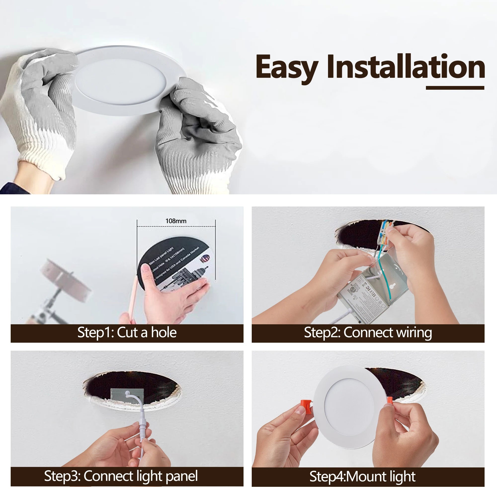 12-pack Showlu Fashion Store LED recessed lights with dimmable 3000K-5000K white color, ideal for modern indoor lighting.