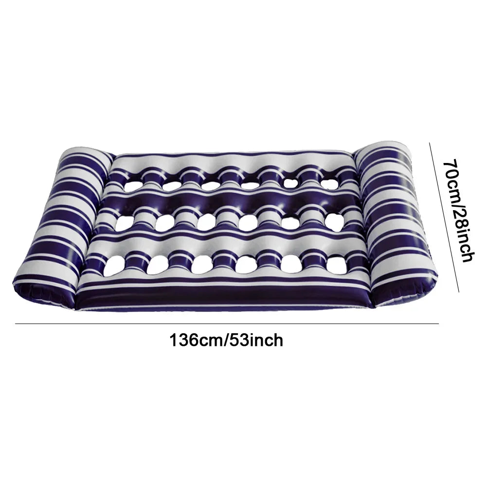 Showlu Smart inflatable water mat with surfboard design, PVC floating pool lounger for relaxing on the water