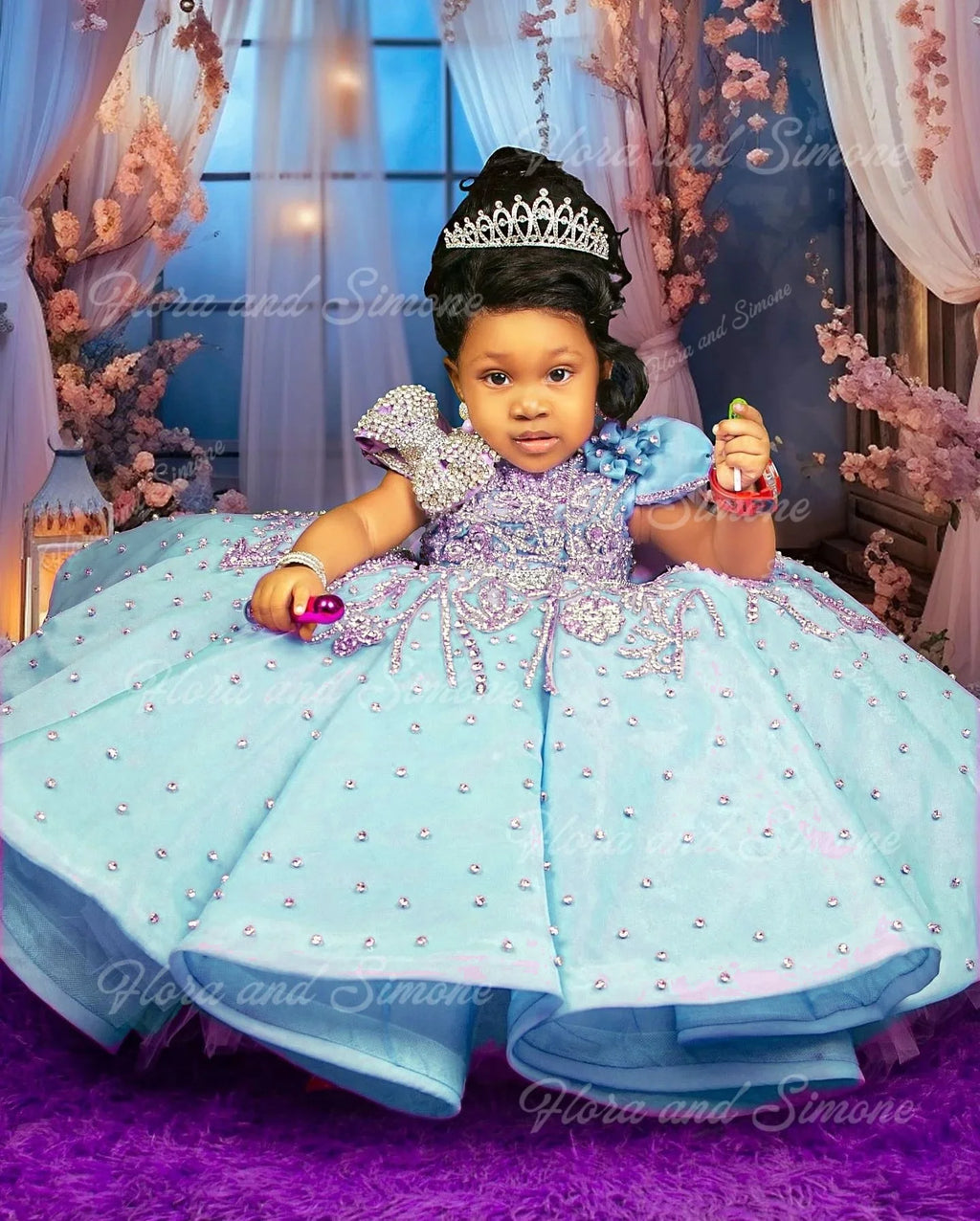 Purple Flower Girl Dresses For Wedding Luxury Crystal Quality Little Princess Evening Banquet Birthday Party Gown Customized