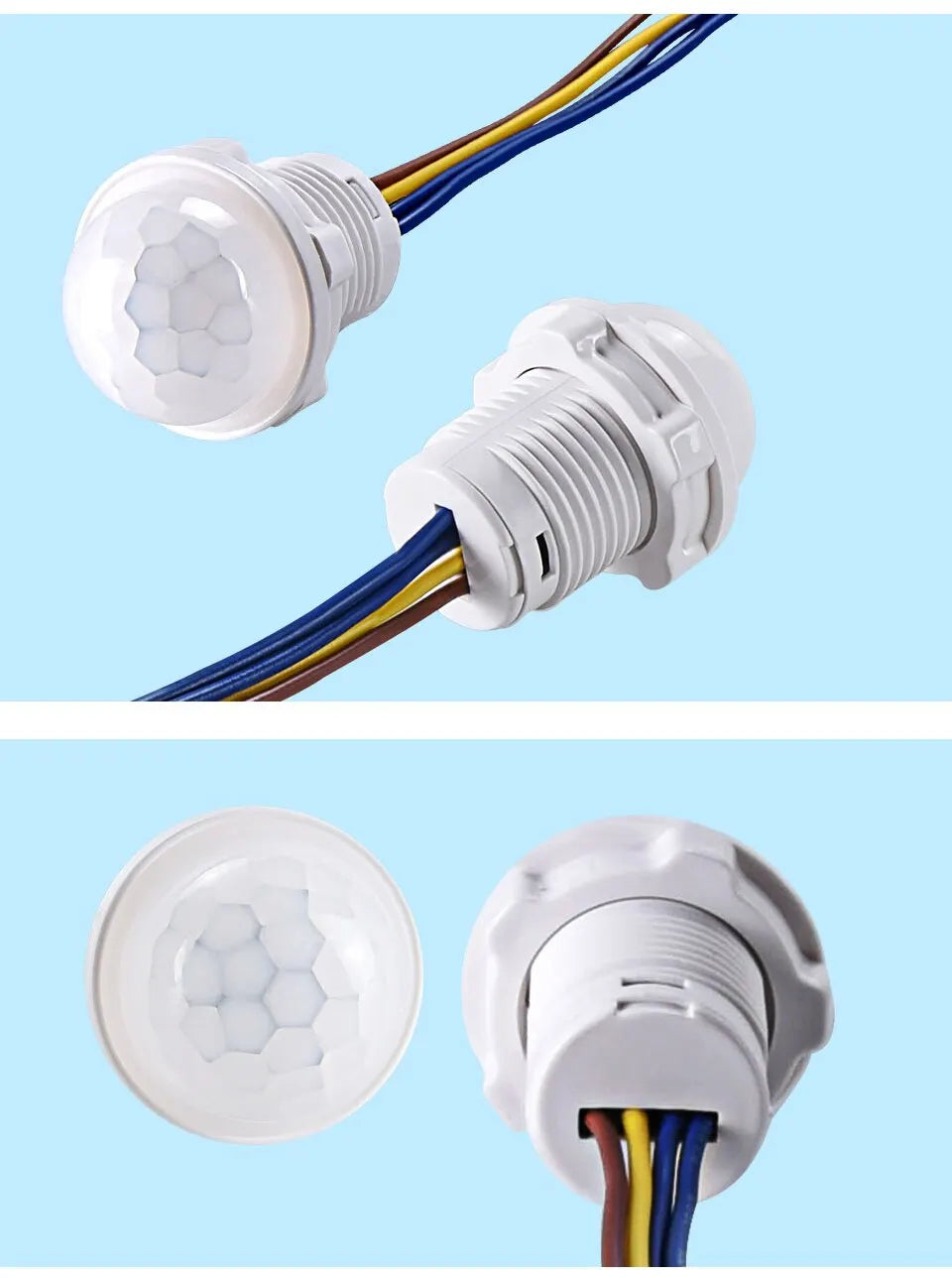 Showlu Smart General automatic motion sensor light switch module mounted on wall, showing sensor and wiring for easy installation.