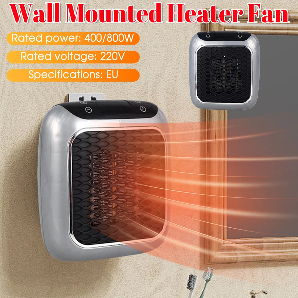Showlu Smart General 800W plug-in wall mini electric heater with adjustable thermostat, compact design for space heating.
