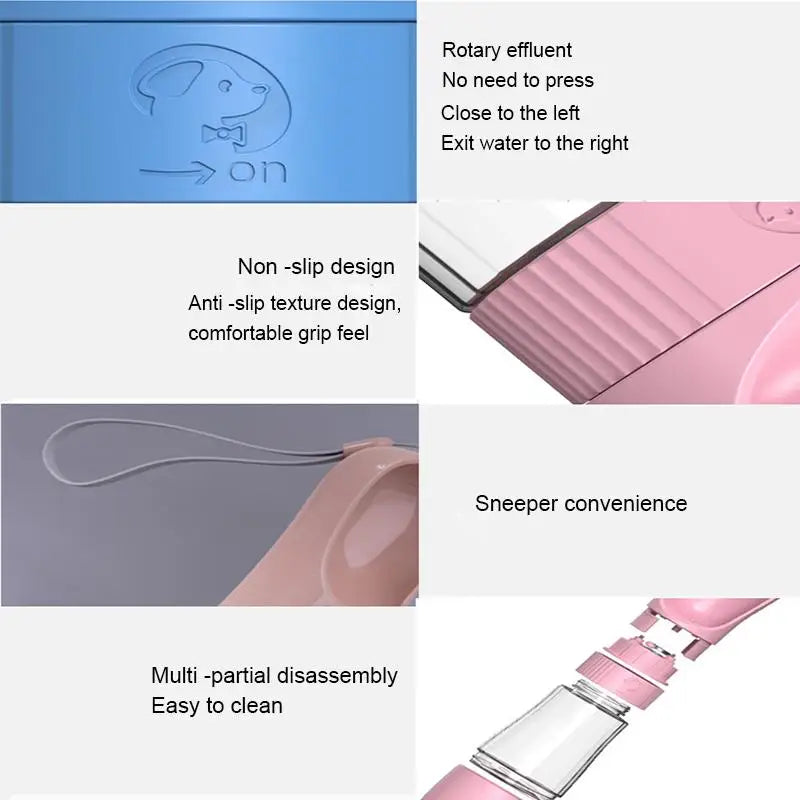 Showlu Smart General pet portable water bottle with a compact design and built-in drinking trough for on-the-go hydration.