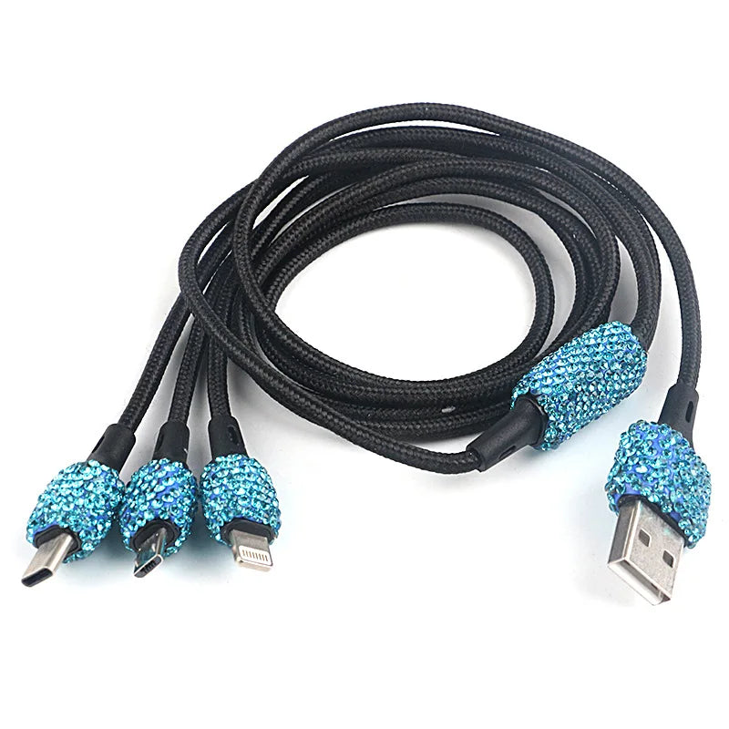 Diamond car charger by SHOWLU FASHION STORE with dual USB ports and safety hammer, designed for fast charging in vehicles.