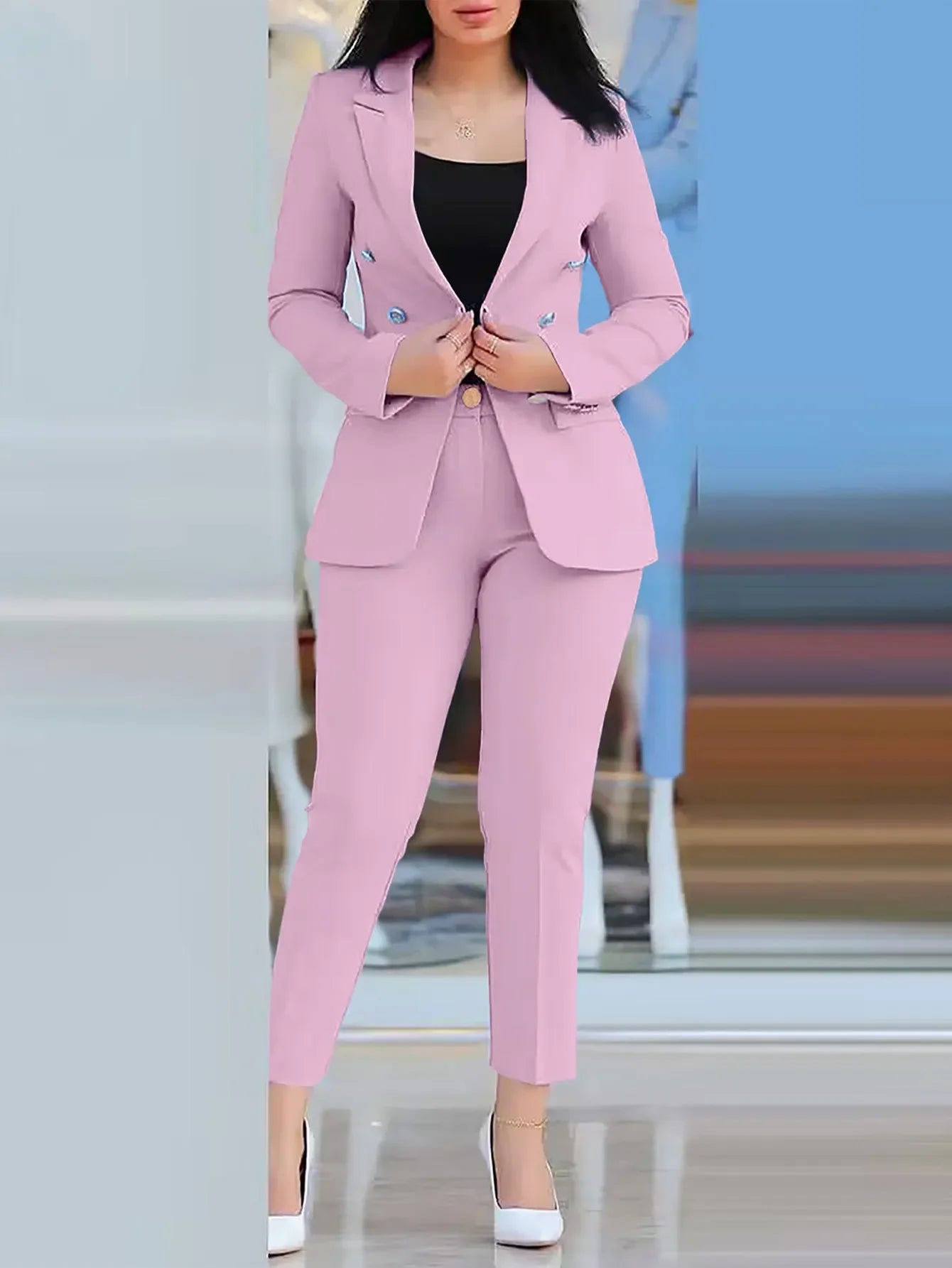 2025 Women's 2pcs Tracksuits Solid Long Sleeve Blazer Pants Suit Sets Office Lady Tracksuit Two Piece Set Fitness Outfits Woman SHOWLU FASHION STORE