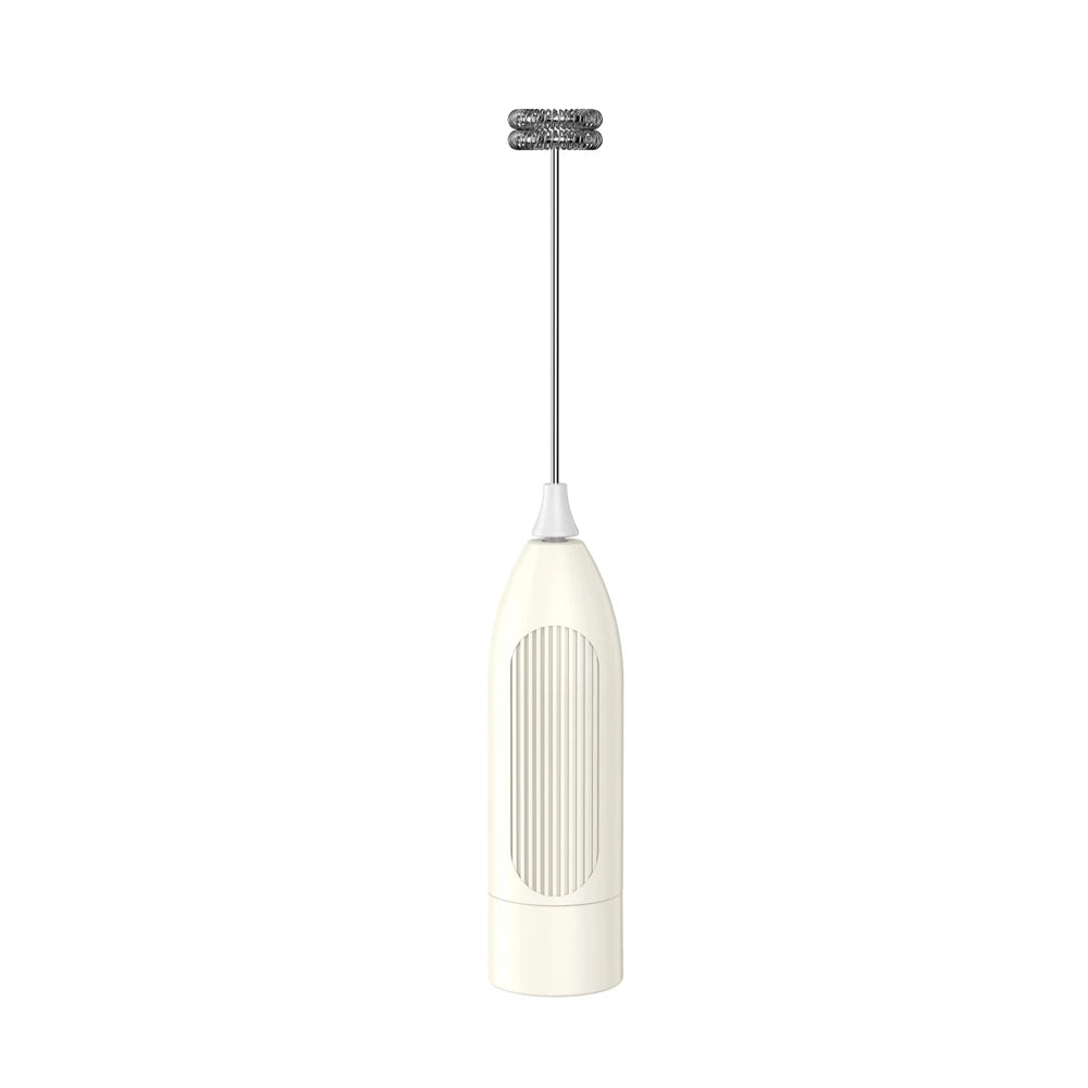 Showlu Smart General bcomfy Handheld Electric Milk Frother with stainless steel whisk for creamy coffee and latte drinks.