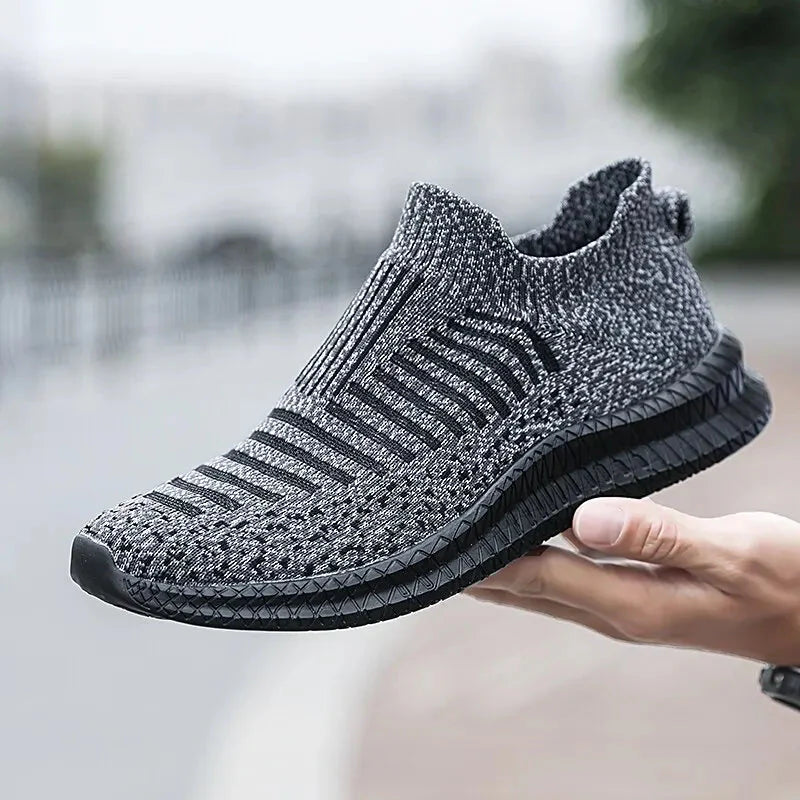 SHOWLU Men's breathable mesh walking shoes with slip-on design and running sneaker style, ideal for casual athletic wear.