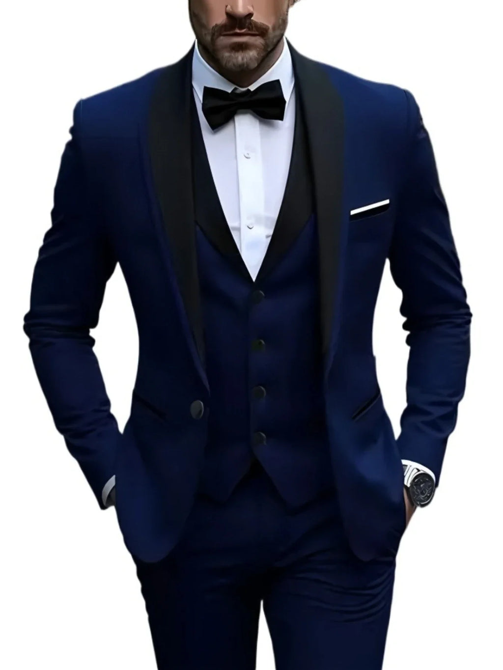 White Slit Mens Suits 3 Piece Black Shawl Lapel Casual Groom Tuxedos for Wedding Groomsmen Suits Men 2025 (Blazer+Vest+Pant)