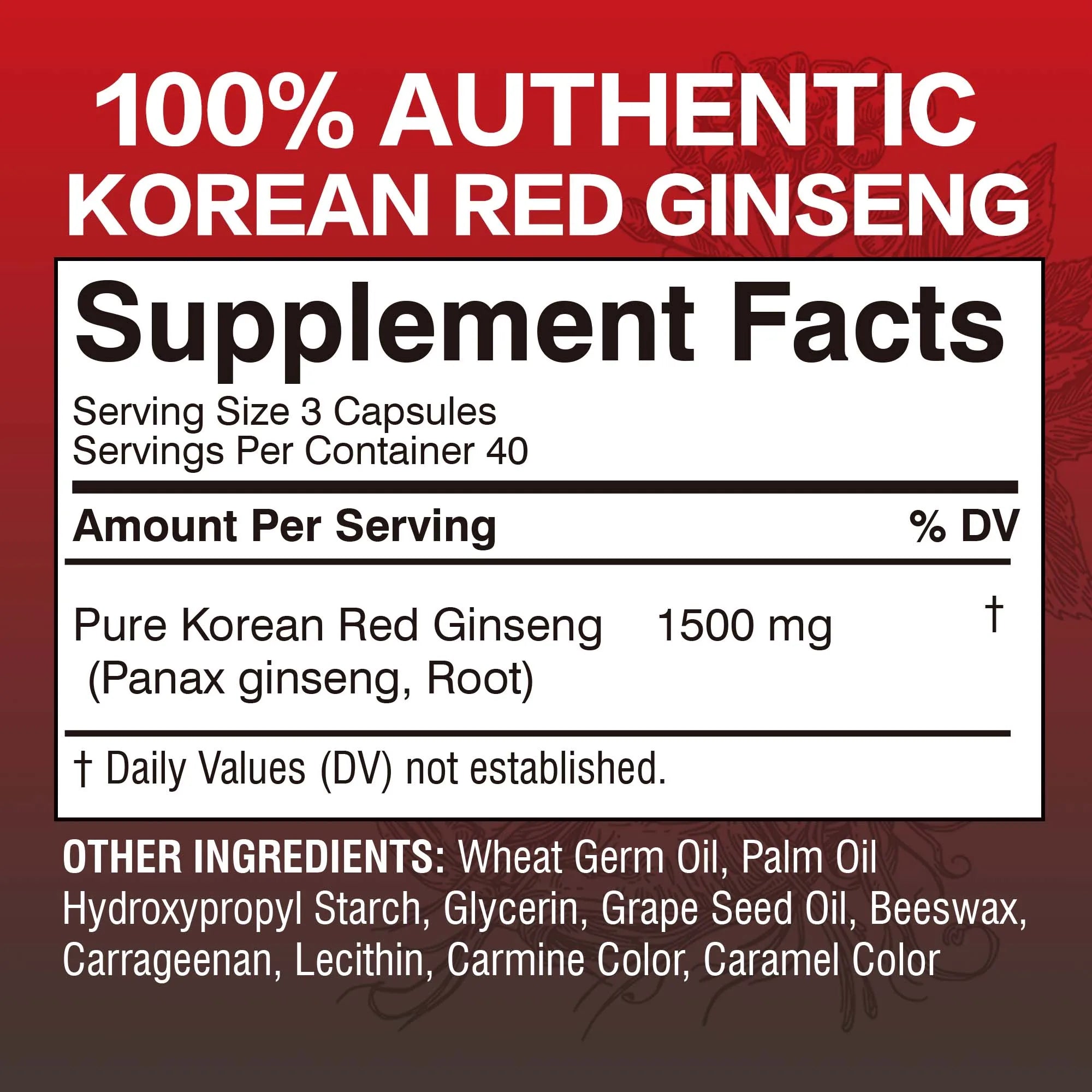 Korean Red Panax Ginseng supplement from Showlu Fashion Store, showcasing the supplement bottle with ginseng roots and label.