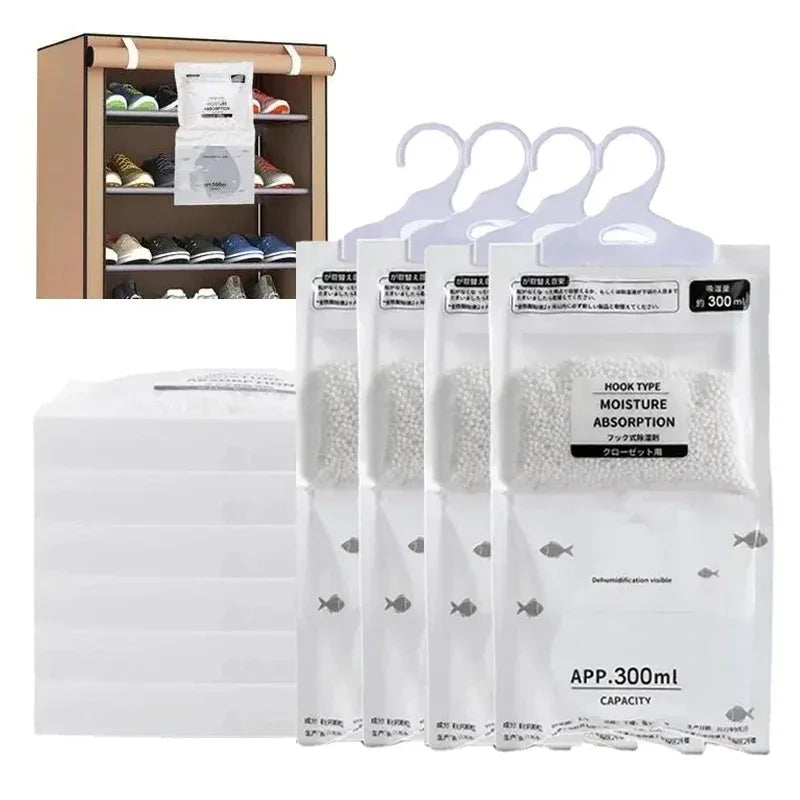 Showlu Smart General closet dehumidifier hanging bags to absorb excess moisture and prevent mold in storage spaces.