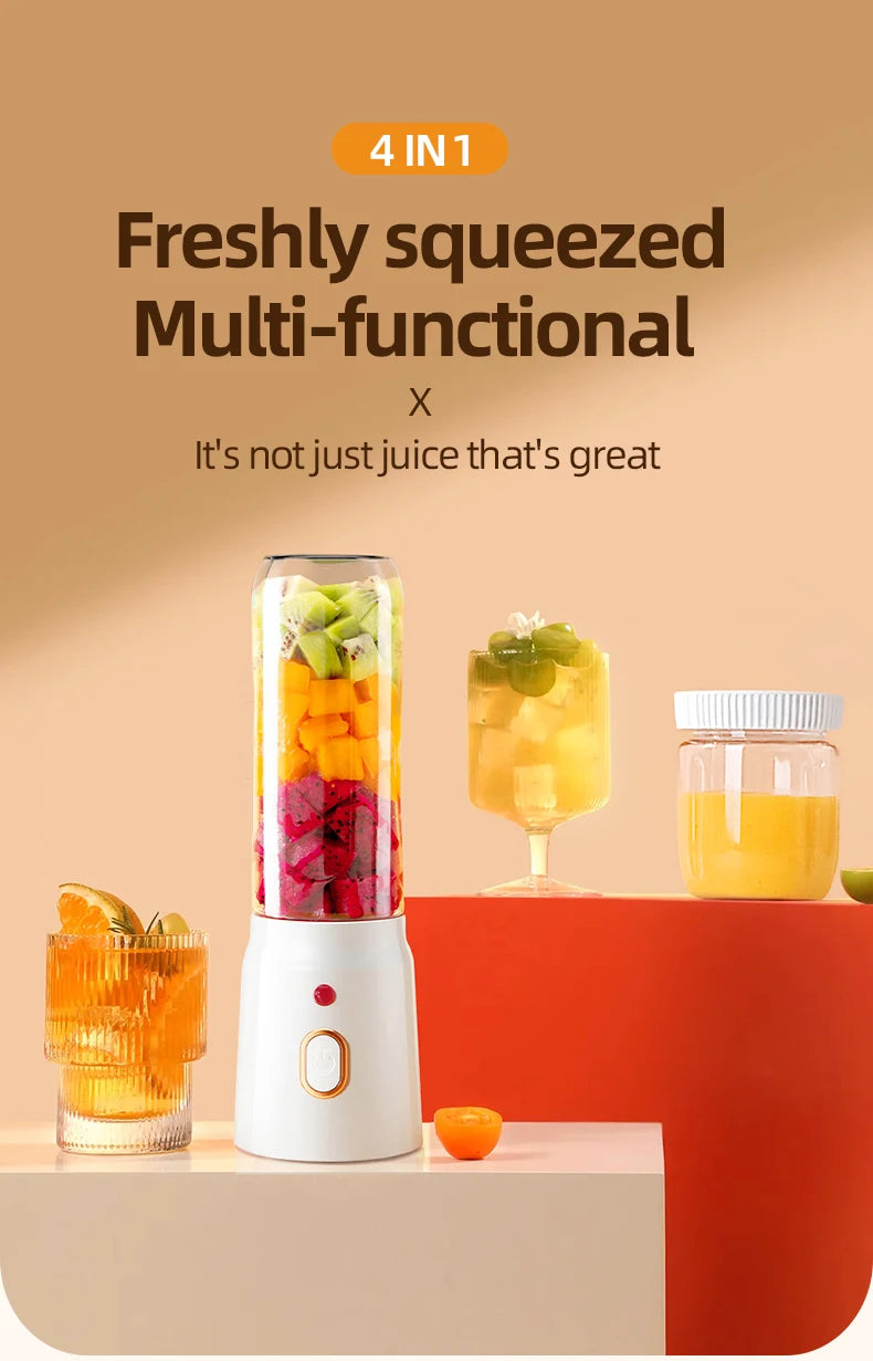 Portable USB blender by Showlu Smart, 500ML capacity, compact design with blending blades visible inside the transparent jar.