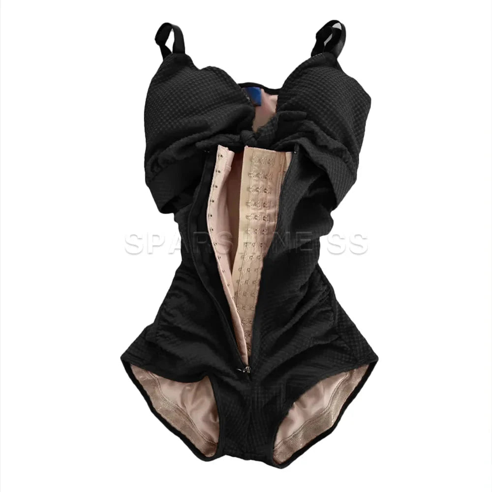 SHOWLU FASHION SS women's swimsuit waist trainer and slimming shapewear thong, smooth fabric, close-up of waist and hip area.