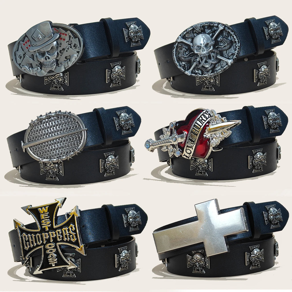 Punk men's and women's bohemian style fashion belt with gothic rock design, personalized Y2K belt for jeans and dresses