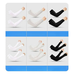 A grid showing various styles of cooling arm sleeves in white, gray, and black.