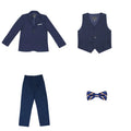 Boys Dark Green Formal Wedding Party Suit Children Blazer Vest Pants Tie 4 PCS Tuxedo Kids Performance Photography Dress Costume