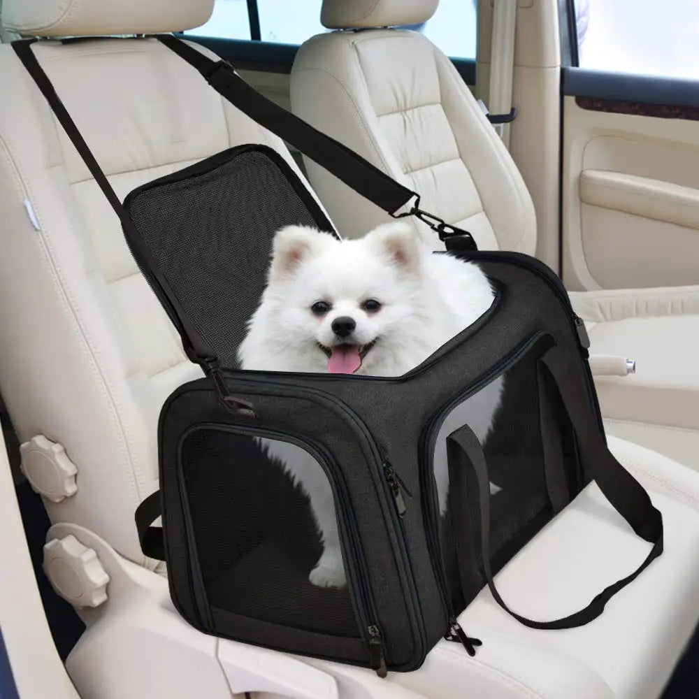 Showlu Fashion soft-sided dog carrier backpack made of breathable nylon, designed for comfortable pet transport.
