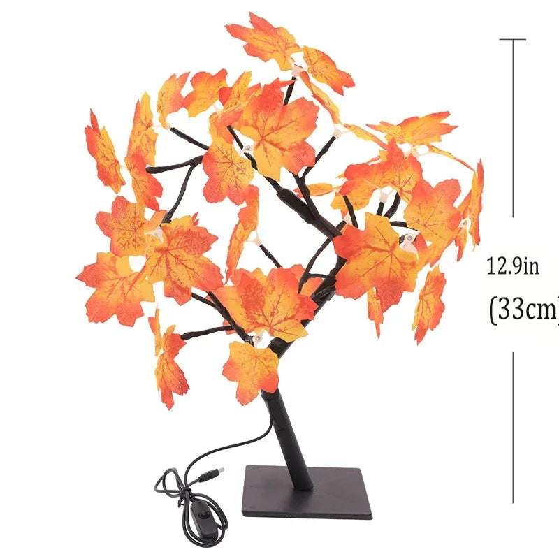 SHOWLU 24 LED Maple Leaf Tree Table Lamp with autumn-themed fairy night light, featuring warm LED lights and detailed leaf design.