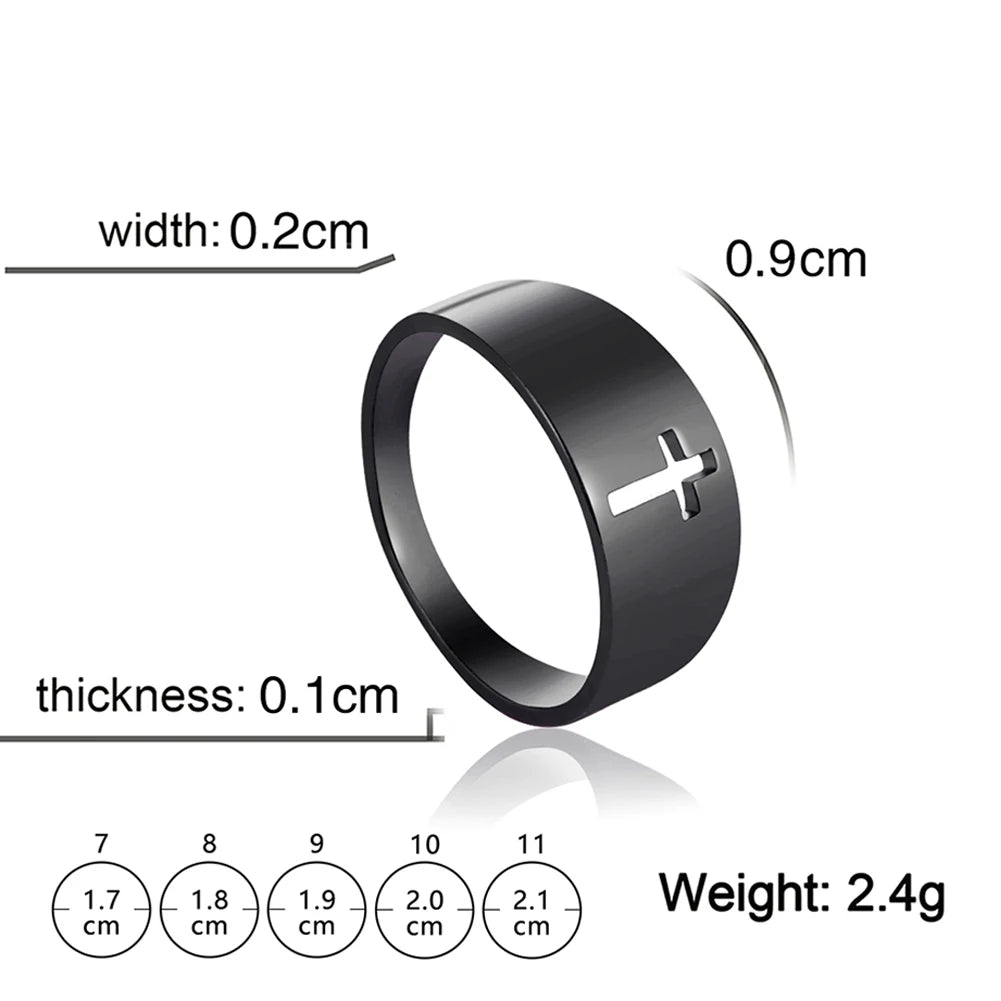 Stainless steel Gothic cross couple ring featuring punk style design, suitable for wedding or fashion wear