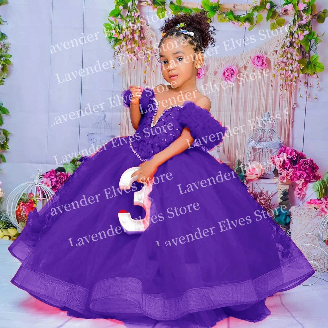 Red Kids Birthday Dresses For Girls Flower Girl Dresses Customized Pleated Ruffles Tiered Tulle Ball Gowns for Wedding