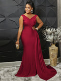 V-Neck Sleeveless Slit Dress High Waisted Slim Fit Backless Solid Color Women Party Formal Gown Elegant Banquet Evening Dress