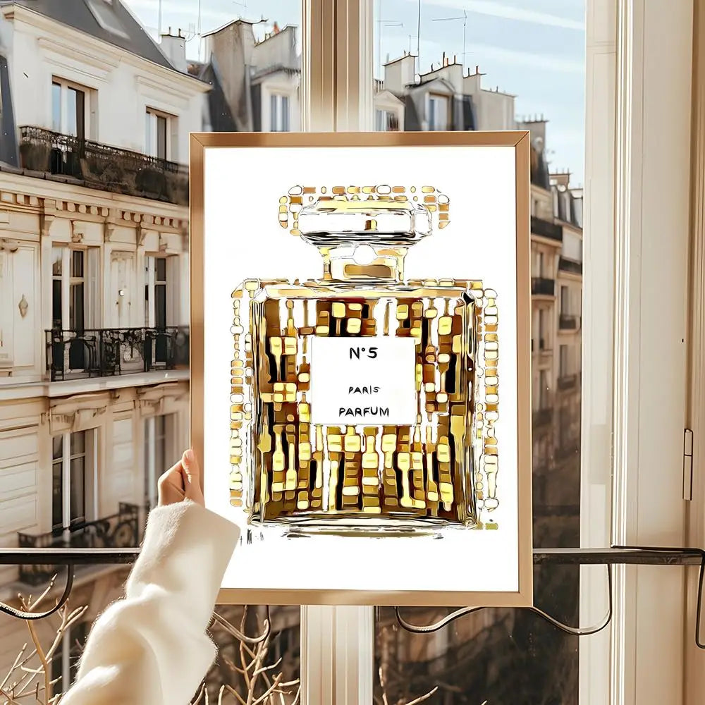 Showlu Fashion perfume bottle Nordic wall art poster featuring modern paper mural with stylish, minimalist design and elegant decor.