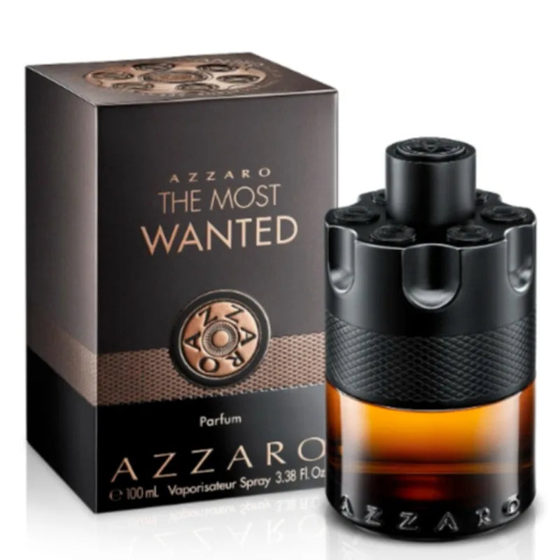 Azzaro Wanted men's 100ml Eau de Parfum bottle with sleek design, luxury French cologne for men, displayed on a neutral background.