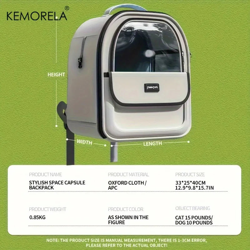 Large mesh pet carrier backpack for cats and medium dogs by KEMORELA, showing breathable mesh panels and comfortable straps.