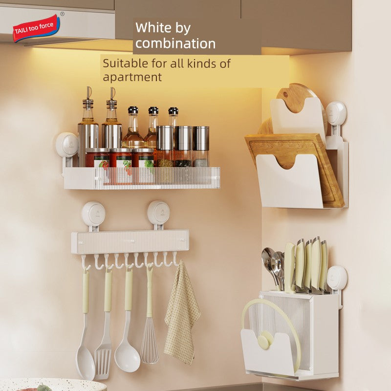 Taili Suction Cup Wall Hanging Storage Rack by SHOWLU FASHION STORE, Nordic-style seasoning shelf with suction cups for kitchen organization