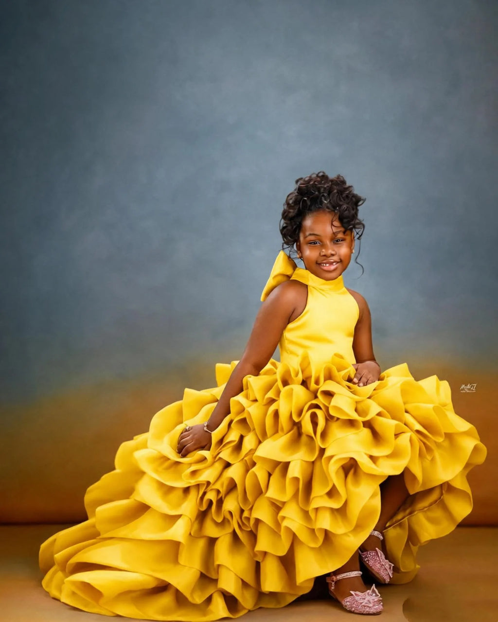 Pink High Low Flower Girl Dresses For Wedding Toddler Ruffles Birthday Party Photo Shoot Ball Gown Customized