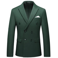 2025 Fashion New Men's Casual Boutique Business Solid Color Double Breasted Suit Jacket Blazers Coat