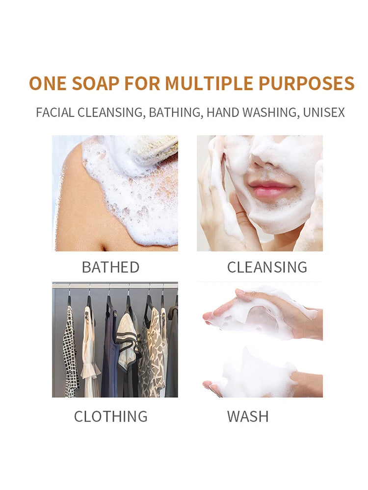 Five Kojic Acid Soap bars with lemon, vitamin C, and papaya extract for brightening dull, rough skin. Showlu Fashion Store product.
