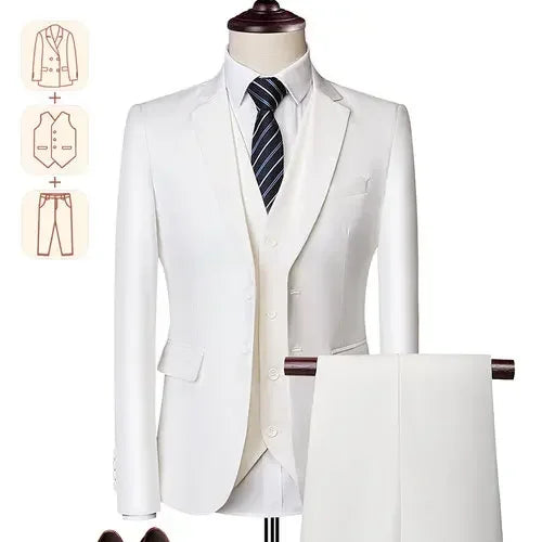 Men's business casual suit for weddings and formal events, Showlu Fashion, solid color tuxedo and prom party suit set.