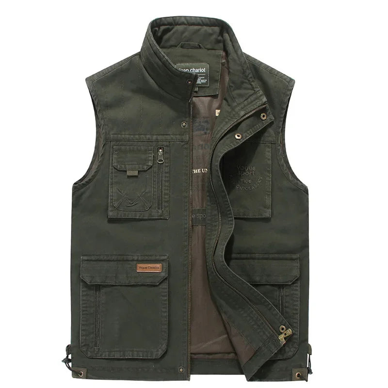 Reporter travel Padded Vest 100% Cotton men Cargo Working Jacket Multi Pocket Tactical clothing Male coat tool bullet proof vest