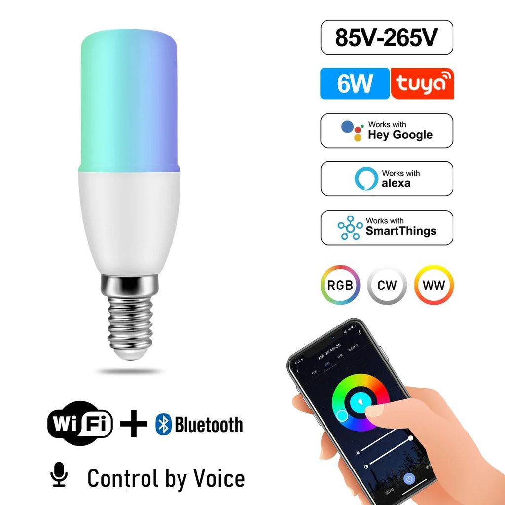 Showlu Smart General WiFi adjustable color LED spotlight bulb showing vibrant light colors and modern design.