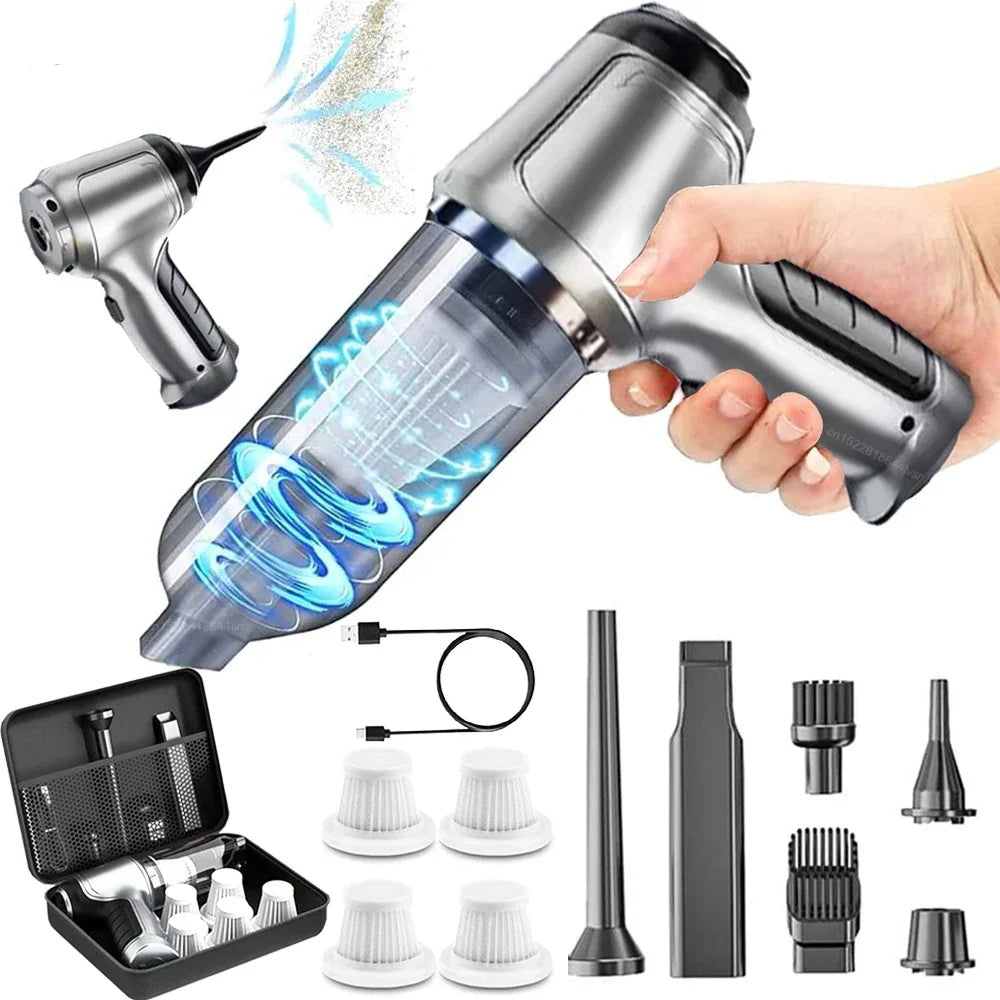 SHOWLU 95000PA cordless car vacuum cleaner with 3-in-1 handheld design, portable and suitable for cleaning car interiors.
