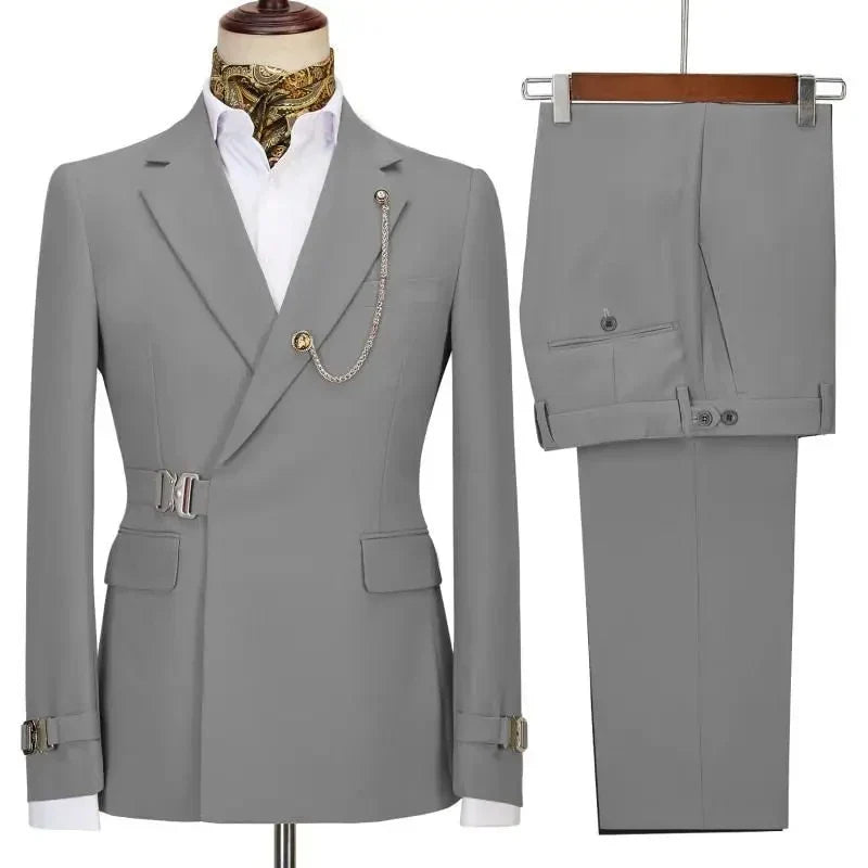 Slim fit men's Italian suit with notched lapel, two-piece tuxedo for wedding or formal occasions, by SHOWLU FASHION STORE